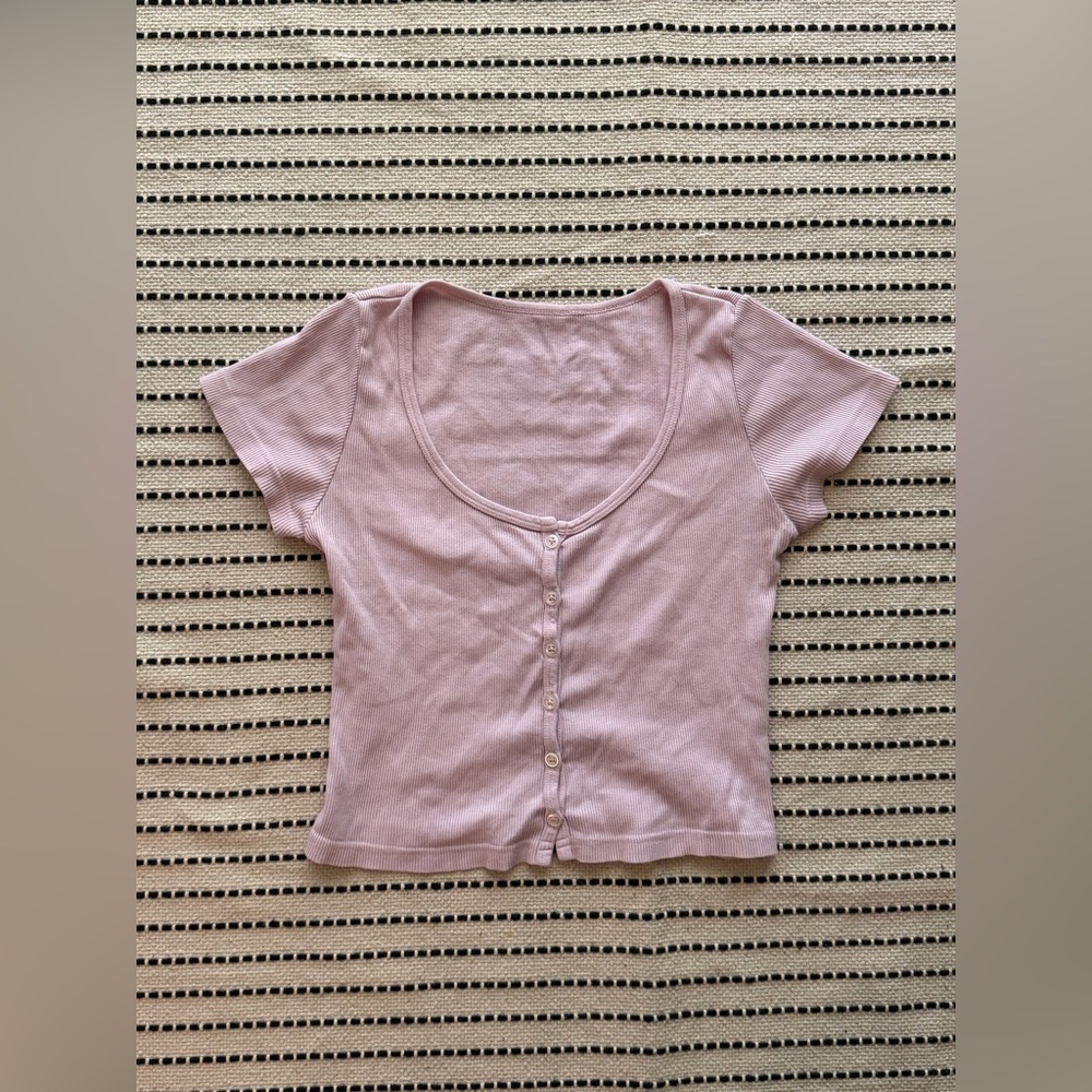 John Galt Brandy Melville Light Pink Purple Zelly Short Sleeve Top